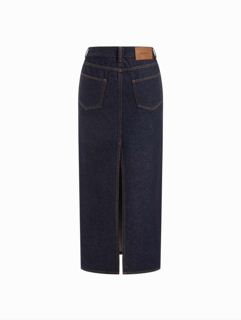 Cider Denim Dark Indigo Denim Maxi Skirt with Back Slit